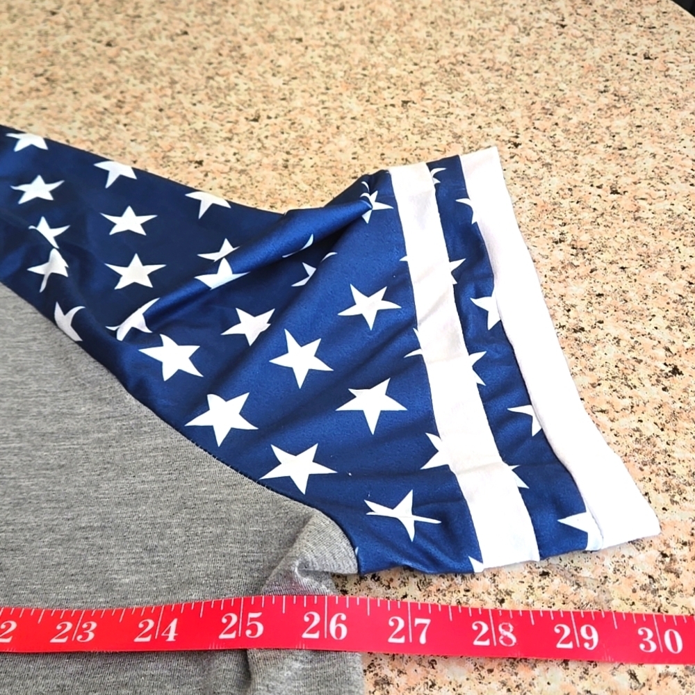 4XL Gray and Blue Star Print Women's Short Sleeve Tee - Picture 5 of 10